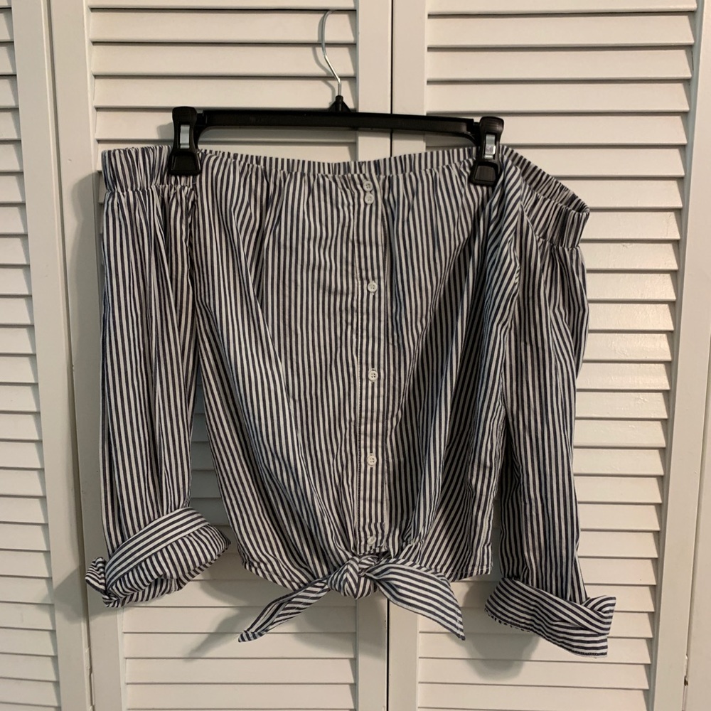 NastyGal Striped Off The Shoulder Top